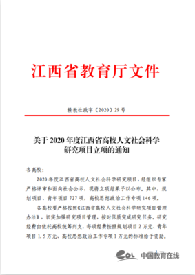 赣州职业技术学院4项课题喜获2020年度江西省高校人文社会科学研究项目立项